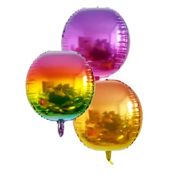 24-calowy 4D Gradient Folia Balon Okrągły Aluminium Film Balloon Rainbow Balloons Kid Toy Baby Srick Birthday Wedding Party Decoration VT0251