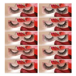 Partihandel minkfransar set 10 par med pincett 3d mink ögonfransar naturliga falska ögonfransar Populära falska ögonfransar sexig eyelash förlängning smink