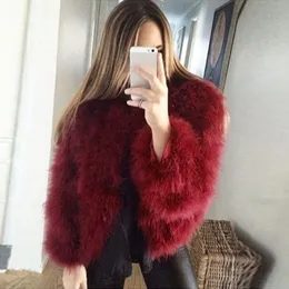 Women Furry Faux Fur Coat Soft Ostrich Feather Fake Fur Jacket Winter Warm Outerwear Vintage Party Short Outwear #T2G