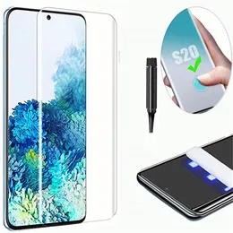 Liquid Glue Case Friendly UV Light Screen Protector Fingerprint Unclock Tempered Glass Full Adhesive For Samsung Gaxaly S23 S22 Note 20 S21 Ultra S20 Plus