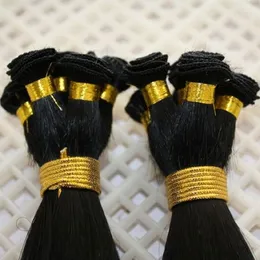 Naturfärg Handtied Haft Weft 100gram / st 3pcs / Set Virgin Human Hair Weaves vid överlämnandet