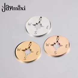 JAYMAXI COMPASS DISC Charms Rostfritt stål Spegel Polerat DIY Smycken Halsband Guld Färg Charms 20 Stycken / Lot