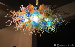 100% Usta Dmuchanie Murano Żyrandole Custom Modern Sufit Szkło dekoracyjne Szkło Wiszące Żyrandol LED
