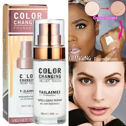 30ml Color Changing Foundation Flytande Brighting Portable Skin Base Vattentät Byte Till Ansikte Concealer Skydd Tone Din Makeup