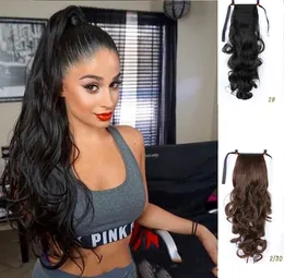 1pcs 20inch long curly wavy pony tail hairpiece wavy ponytail 30inch wraps drawstring human hair ponytail 160g