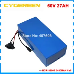 1500W 60V Lithium-Batterie 60V 27Ah Elektro-Fahrrad-Batteriesatz Verwendung für panasonic 3400mAh Zelle 30A BMS mit 67.2V Ladegerät