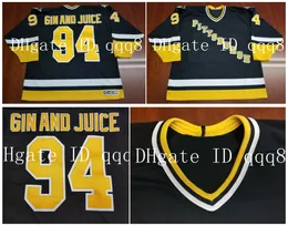 94 Gin och Juice Vintage Penguins Jersey Personalisering Black 1994 Retro Snoop Dogg 100% ing Custom Hockey Jerseys