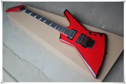 Special Shape Red Body Electric Guitar with Tremolo Bridge,Black Hardware,Rosewood Fingerboard,can be customized