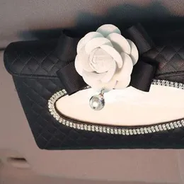 Montaż pojazdu Wisząca Camellia Tissue Box Decoration Exquisite Holder Paper Holder Ręcznika