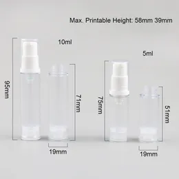 50 x 5ml 10ml Bottiglie di lozione per pompa airless vuote ricaricabili da viaggio piccole con tappo bianco trasparente Contenitore da 1/3 oz