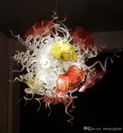 Ręcznie wydmuchiwany żyrandol LED Wentylator sufitowy nowy projekt AC 110V-240V Spring Style Art Mouth Dmuchane szklane oświetlenia sztuki szklane światła