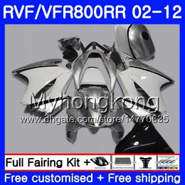 Kit för Honda Interceptor VFR800RR 02 08 09 10 11 12 258HM.28 VFR 800RR 800R VFR800 RR 2002 2008 2009 2010 2011 2012 Silver White Fairing