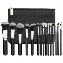 Sjöjungfru 15 st/set makeup Unicorn borstar med PU Bag Professional Brush for Powder Foundation Blush Eyeshadow Eyeliner Blending Pench