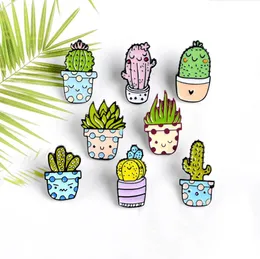 Sunflower Potted Plant Metal Enamel Brooches Fashion Cartoon Cactus Badges Pin Cute Backpack Coat Lapel Pins Jewelry Accessories