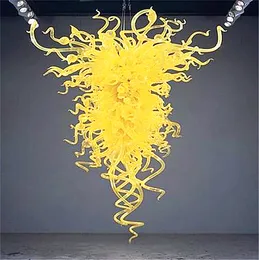 CE / UL Certyfikat Pretty Yellow Murano Żyrandol Lampa Chiński Styl Szklany Sufit Oświetlenie Wiszące Kryształy do ​​żyrandoli