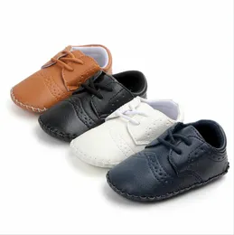 Nyfödda baby pojkar skor första vandrare barn pojkar flickor pu materiella stiliga skor baby mode icke-halkskor