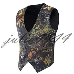 Camo Print Groom Vests Hunter Wedding Vests Camouflage Slim Fit Mens Vests V Neck Custom Made225g