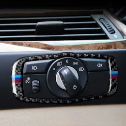 BMW E60 5 시리즈 년 2008 년 2009 년 2010 자동차 스타일링을 위해 탄소 섬유 액세서리 인테리어 헤드 라이트 스위치 프레임 트림