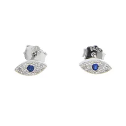 Wholesale- cute evil eye stud earring for girl women 925 sterling silver sweet design tiny small stud eye paved white blue cz