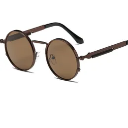 Partihandel-vintage runda solglasögon retro steampunk solglasögon kvinnor kli spegel solglasögon metall ram uv400 l18