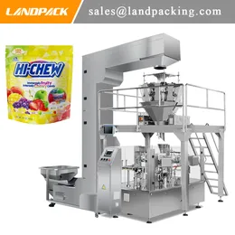 チュイリーソフトシュガースタンドアップリニア秤量砂糖キャンディーパッキング機械マッチングパウチ充填とシーリングマシン