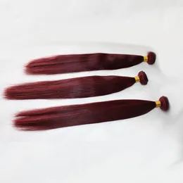 Certyfikat CE Ciemne czerwone dziewicze włosy jedwabiu proste ludzkie włosy kolor 99J Burgundowe ludzkie włosy Weft