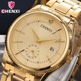 Chenxi Gold Watch Men Luxury Business Man Watch Golden Waterproof Unique Fashion Casual Quartz Male Dress Clock Gift 069ipg Y19062004