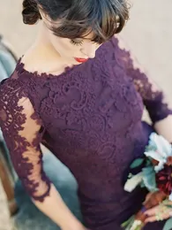 Фиолетовые половины рукава русалка невесты платья платья формальные платья длиной до пола горничная честь платье для свадьбы