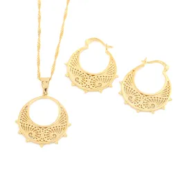 Small Size Ethiopian Set Jewelry Necklace Earrings Eritrea Habesha Set For Girl Gold Color African Bridal Sets
