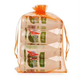 100 / Parti 20 * 30cm Solid Färg Organza Presentväska Smycken Väskor Transparent Presentkollektion Bag Mini Pouch Bröllop Candy Small Snack Packaging