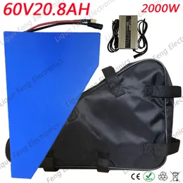 2000W BMS 충전기와 더불어 삼각형 작풍 60V 20AH ebike 리튬 건전지, E 자전거 전기 자전거 스쿠터 60V 리튬 건전지.