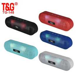Nowy TG148 LED Bluetooth Outdoor Głośnik Metal Portable Super Bass Bezprzewodowy głośnik 3D Stereo Muzyka Zewnętrzna z mikrofonem Tfcard Aux