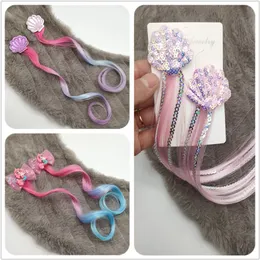 Girls Hairpin Child Twist Hair Clip Simple Barrette Mermaid Shell Hair Rope Accessories Kids Wig Rope Hair Head Wear 50pcs 0208