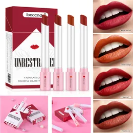 Makeup Lipstick Set ibcccndc Cigarette Lipsticks 4 Colors Matte Velvet Lip Kit Moisturizer Nude Red Long Lasting Lip Gloss Brand Cosmetics