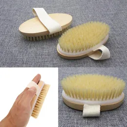 hot Dry Skin Body Soft Natural Bristle Brush Wooden Bath Shower Bristle Brush SPA Body Brush without Handle Horny clean dc794