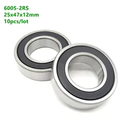 10pcs/lot 6005-2RS rubber sealed deep groove ball bearing 6005 6005RS 25*47*12 miniature steel ball bearings 25x47x12 mm