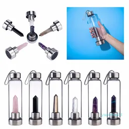 Wholesale-fast shipping MUQGEW Transparent Water Bottle Quartz Crystal Glass Bottle Natural Crystal Point Healing Obelisk Wand Elixir