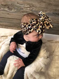 New Europe Baby Girls Big Bow pannband barn elastisk bowknot hårband barn bandanas leopard huvudband hår tillbehör a321