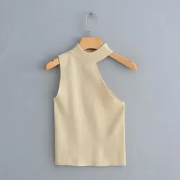 Damska koszulka Moda Kobiety Solidna Kolor Halter Casual Nieregularne Dziewiarskie Chic Podstawowa Krótka Odzież LS3750