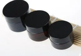 250PCS 5G 10G 20G 30G Brown Amber Jar med svart lock Kosmetisk burk Förpackning för prov Eye Cream Bottle