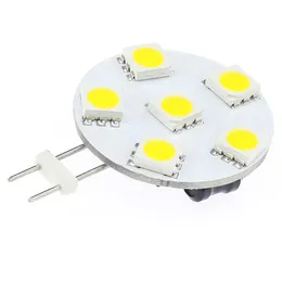 LED G4-lampa 6LED 5050SMD bred VOLT AC / DC10-30V 1W Sidstift Bi-Pin Warm White Dia25mm