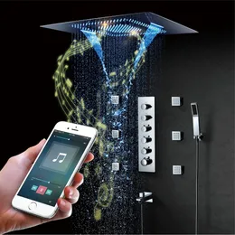 LED multifunktionell ljus kall mixer smart badrum dusch set musik trådlös kran