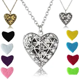 Women Jewelry Aromatherapy Essential Oil Diffuser Necklace Hollow Locket Pendant Heart Necklaces With 23.62" Chain and 8pcs Pads