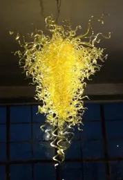 Ren färg gul stor belysning handblåst glas kristall ljuskrona ljus golv ljus armatur för hotell lobby kök vardagsrum