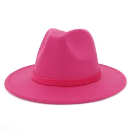 男性女性トレンドワイドブリム暖かいウールフェルトジャズFedora Hatsレトロスタイルソリッドカラーパナマ帽子Trilby Party正式な帽子シンプルさ