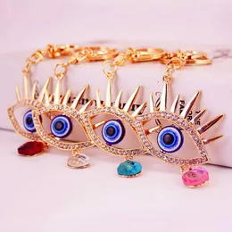 3pcs/Lot Fashion Keyring Evil Eye With Crystal Tear Key Ring Rhinestone Alloy Pendant Keychain Gold Cool Handbag Charm Car Key Chains