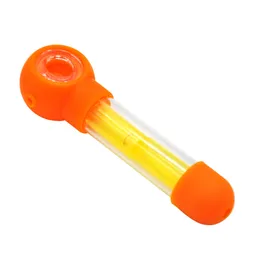 New Arrive Hard Plastic & Food Grade Silicone Smoking Pipe 15MM Water Filtration Glass Bowl Herbal Pipes Silicone Herb Pipe Pipes Tube