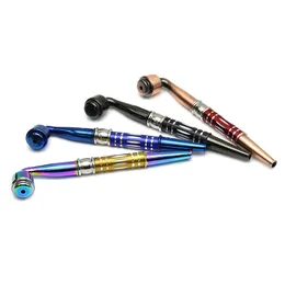 Mais novo colorido removível metal longa 150MM fumar Filtro Handpipe design inovador portátil Esculpido seco Herb Tabaco Capa Hot bolo DHL