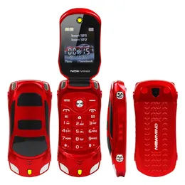 Original F15 Unlocked Flip Phone Dual Sim Mini Sport MP3 Radio Bilmodell Blå Lantern Bluetooth Mobiltelefon 2SIM Celular för barngåva