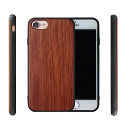 Populär Typ Träfall Round Edge TPU Telefon Fodral för iPhone 7 8 Plus 6 6s X XR XS Max Real Bamboo Back Shell Trä Mobiltelefon Skal